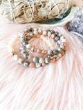 Pink Zebra Jasper and Rose Gold set of 3