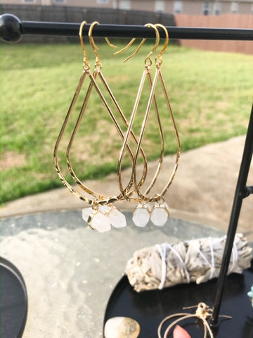 Eclipse Hoops with Hexagon Moonstone