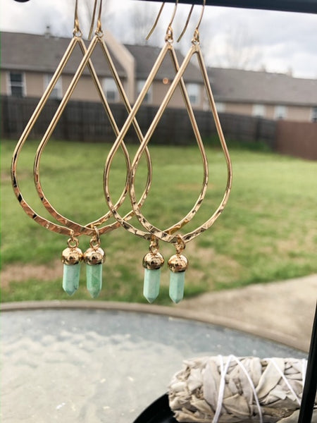 Eclipse Hoops with Aquamarine Crystals