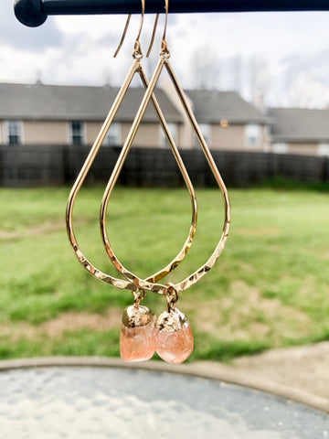 Eclipse Hoops with Peach Morganite