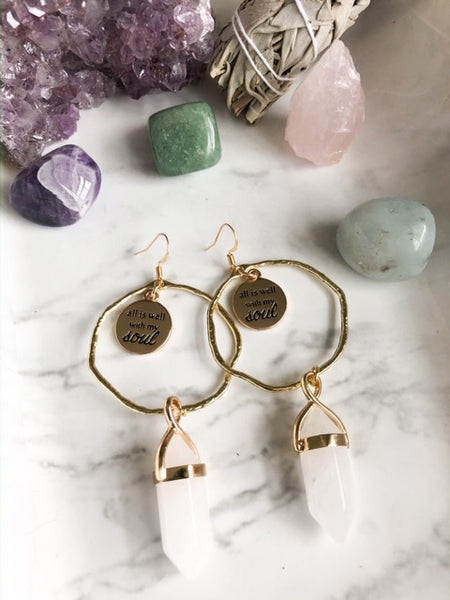 Celestial Hoops with Quartz Crystals