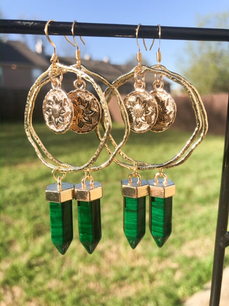 Celestial Hoops with Emerald Crystals