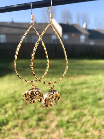 Wanderlust Hoops with Elephant charm