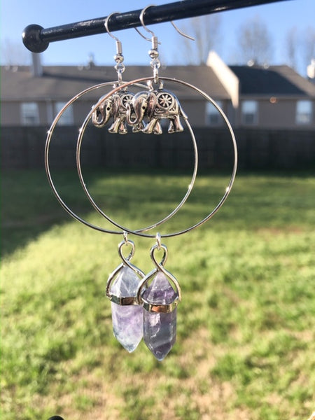 Harlow Hoops with Rainbow Fluorite Crystals