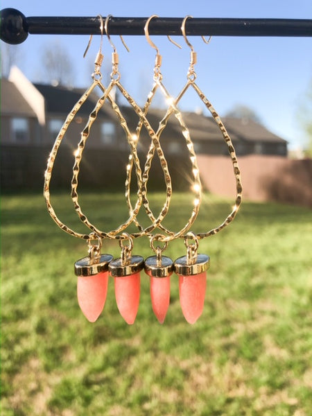 Wanderlust Hoops with Peach Sunstone Crystals