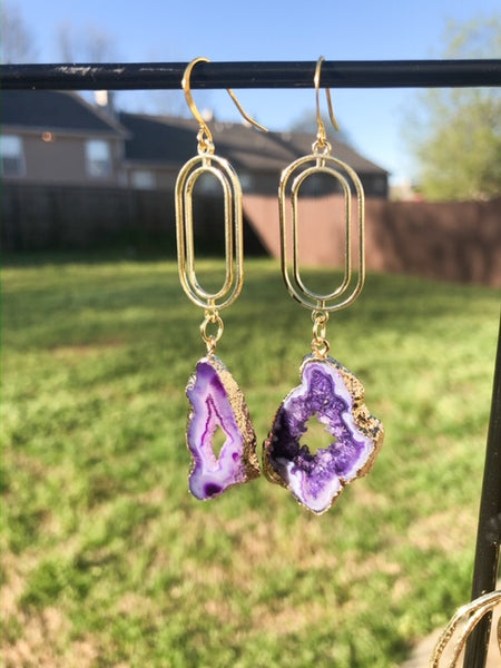 Love Note Hoops with Amethyst Crystal