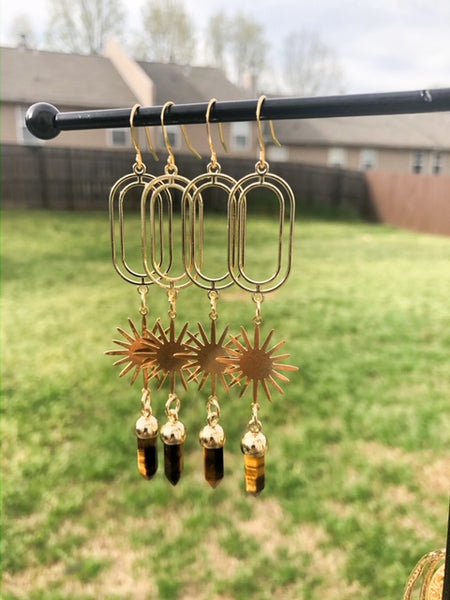 Love Note Drop Earrings with Tiger Eye Crystals