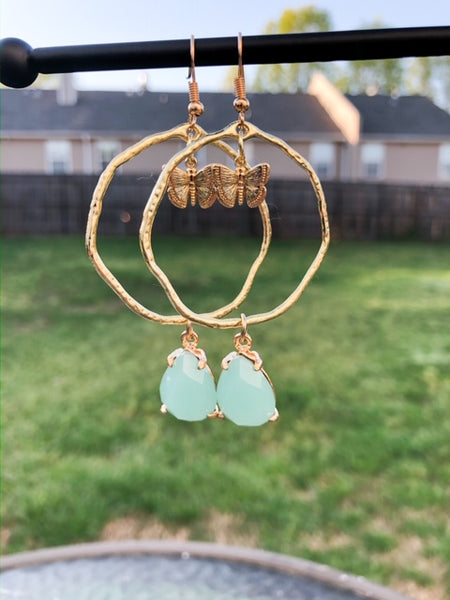 Celestial "butterfly" Aquamarine Hoops