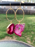 Pink Agate Hoop