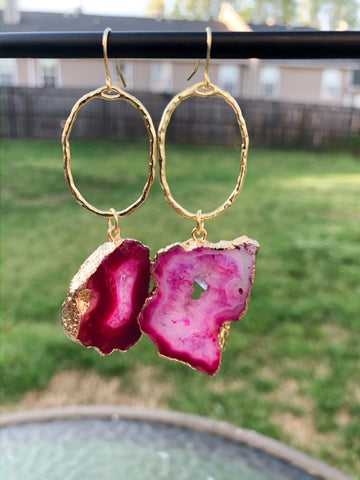 Pink Agate Hoop