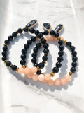 Luna "Black Onyx and Peach Jade" Bracelet