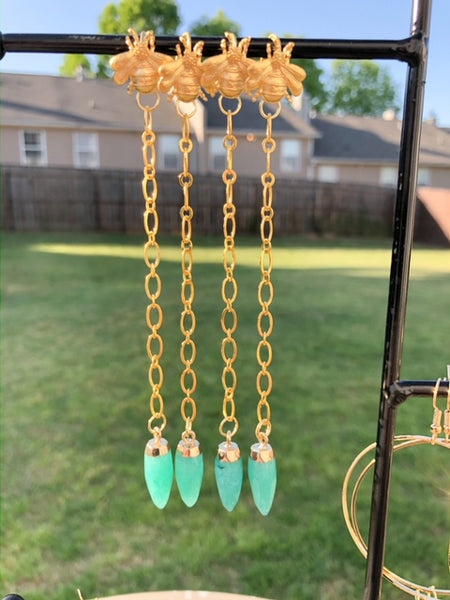 Bumble Bee Dangle with Amazonite Crystal