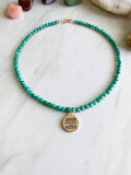 "Peace come from within" Amazonite beaded choker necklace